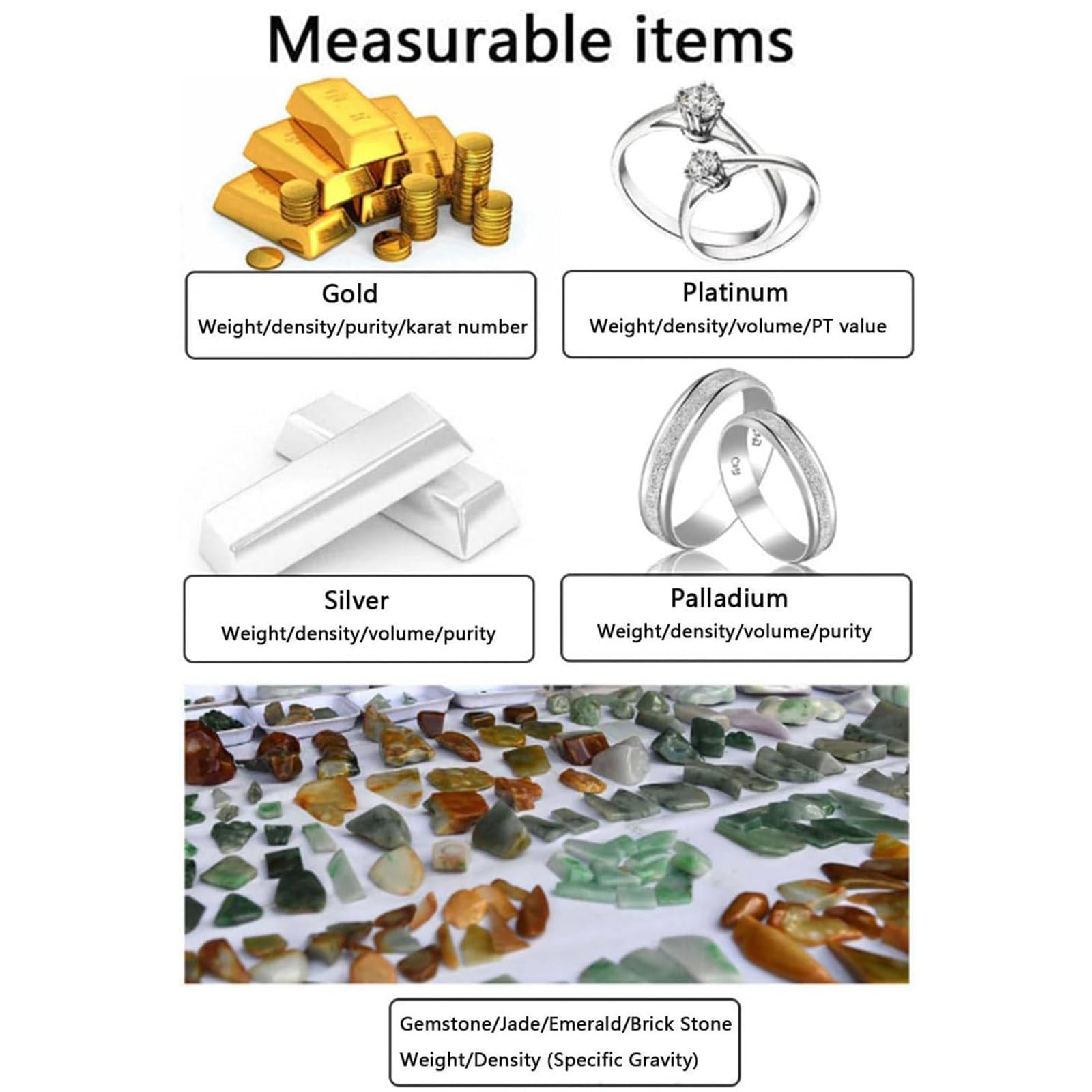 Probador Electrónico De Pureza De Oro, Comprobador Digital De Autenticidad De Metales Preciosos, Medidor De Pureza De Oro, Densímetro para Laboratorios, Joyerías Y Bancos 300K