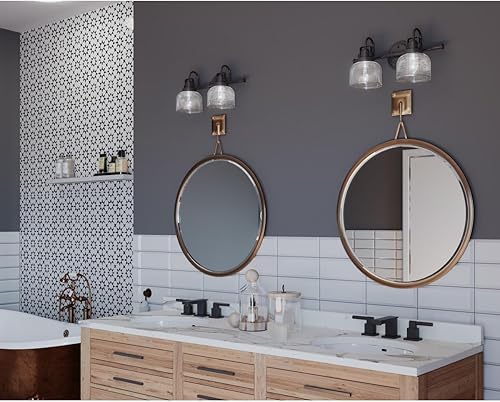 Miniatura 3 de Progress Lighting P2991-74 Archie Collection - Tocador costero de cristal prismático doble transparente, 2 luces, bronce veneciano