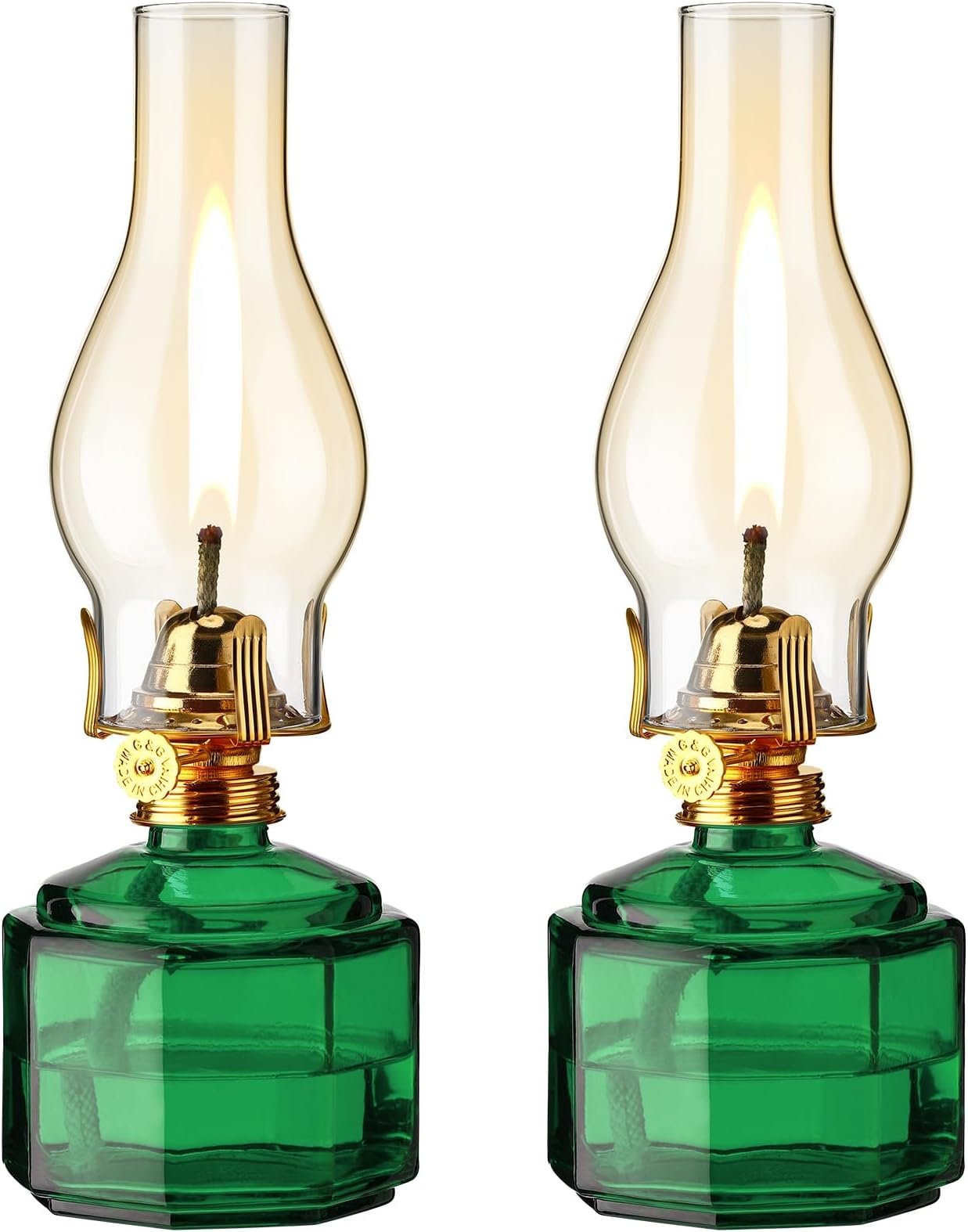 Tuanse 2 Pieces Chamber Oil Lamp Classic Kerosene Lamp Lantern Vintage Oil La...