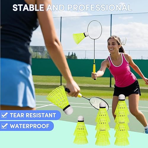 Miniatura 2 de Paquete de 12 bolas de bádminton de nailon con gran estabilidad y durabilidad, volante para deportes de interior y exterior, entrenamiento de alta