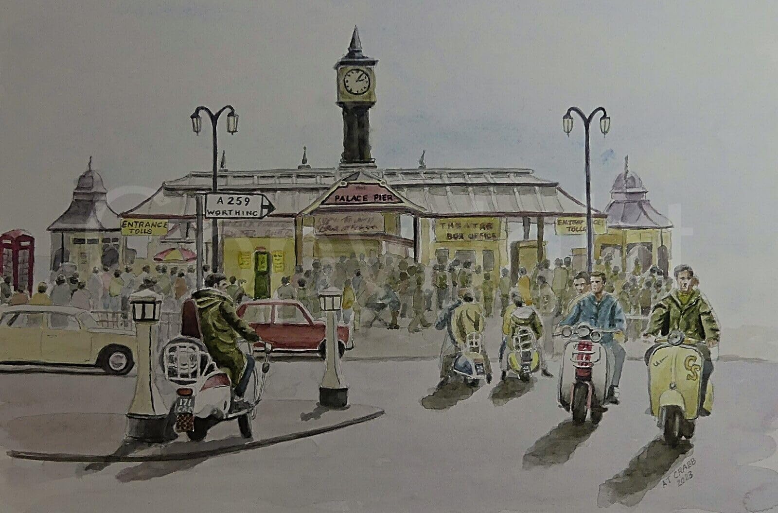 Rusty Apples Silver Grain Mods Brighton Pier Get Together Nostalgic 1960'S Scene Extra Large Metal Wall Art