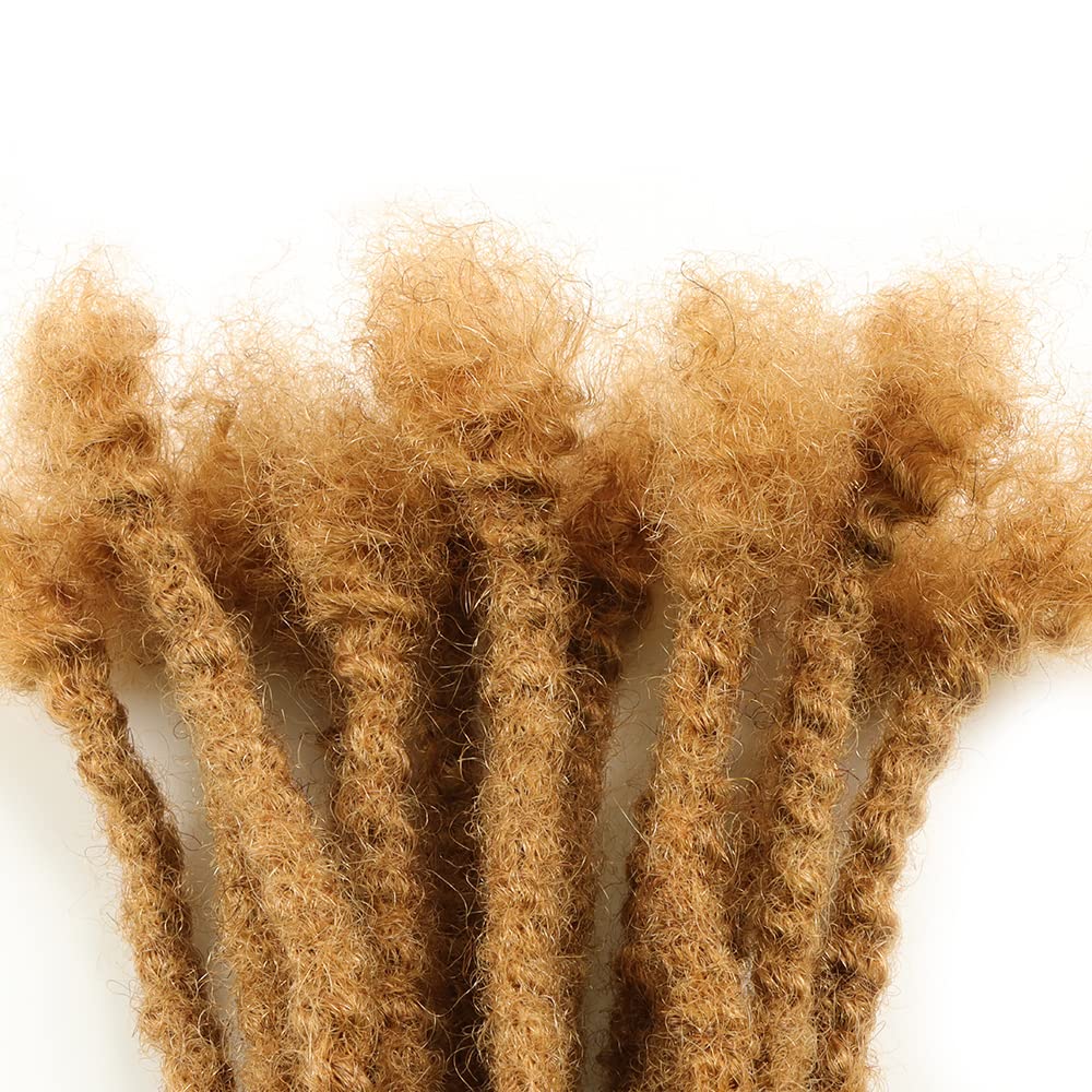 Orientfashion Textured loc Extensions Human Hair with Curly Ends, Full Hand-made Permanent Curly Loc Extensions Human Hair for Women/Men (10inch 0.6cm 20strands, #27)