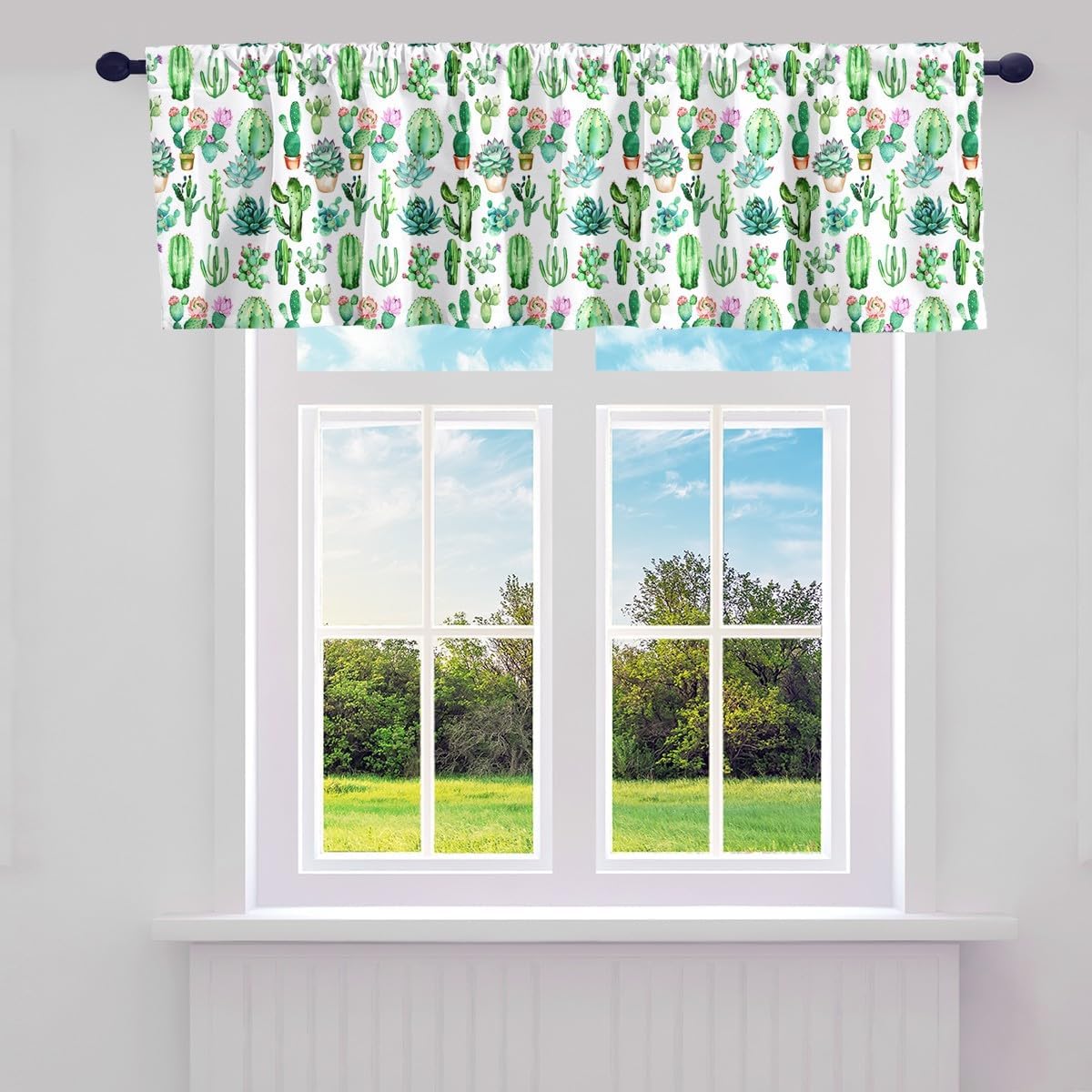 Frog Valance Curtains for Living Room Bedroom, Tropical Wild Frog Kitchen Curtains Valances, Nature Animal Rod Pocket Window Treatment, Green Curtain Valances for Windows Bathroom, 1 Panel 52"x18"