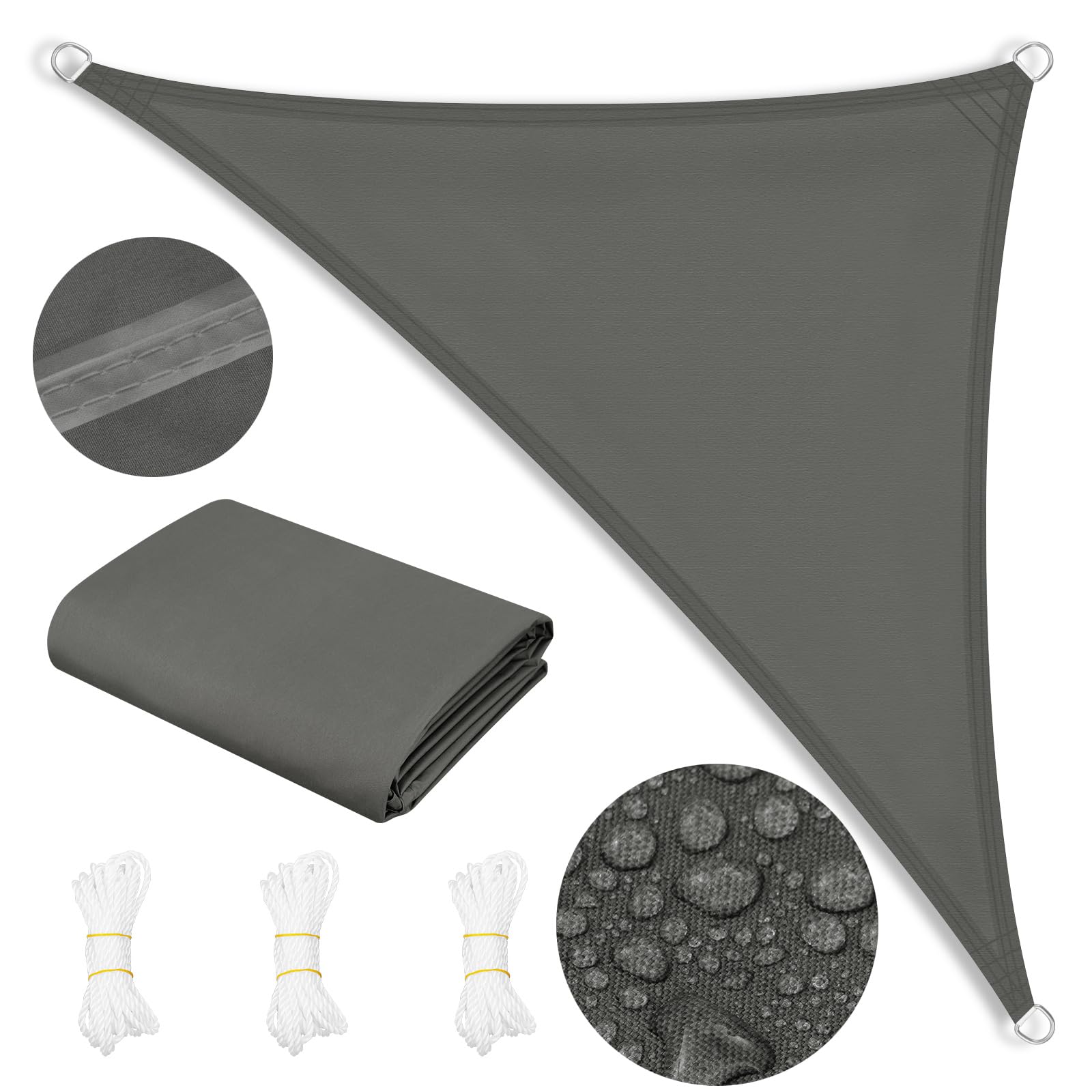 WOLTU Toldo Vela de Sombra Impermeable, Toldo Rectangular 4x5 m de Poliéster 200 g/m², a Prueba de Viento y Protección Rayos UV, para Exxterior como Jardin, Patio, Piscina, Gris Oscuro — view 14