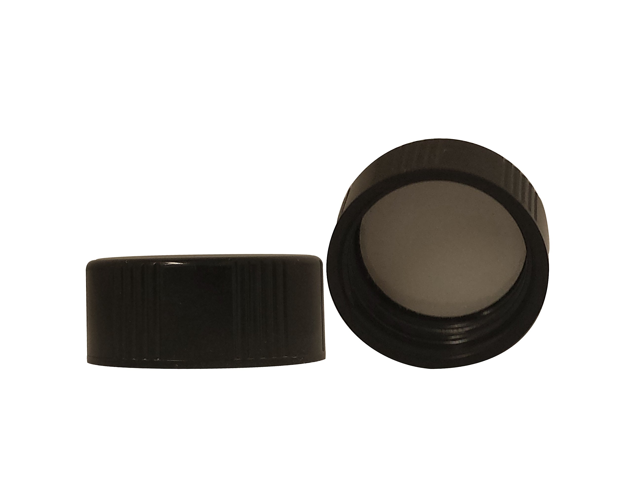 Perfume Studio® 24/400 Cap – Boston Round Caps, Pack of 24 Black Polypropylene Caps with F217 Chemical Resistance Foam Liner.