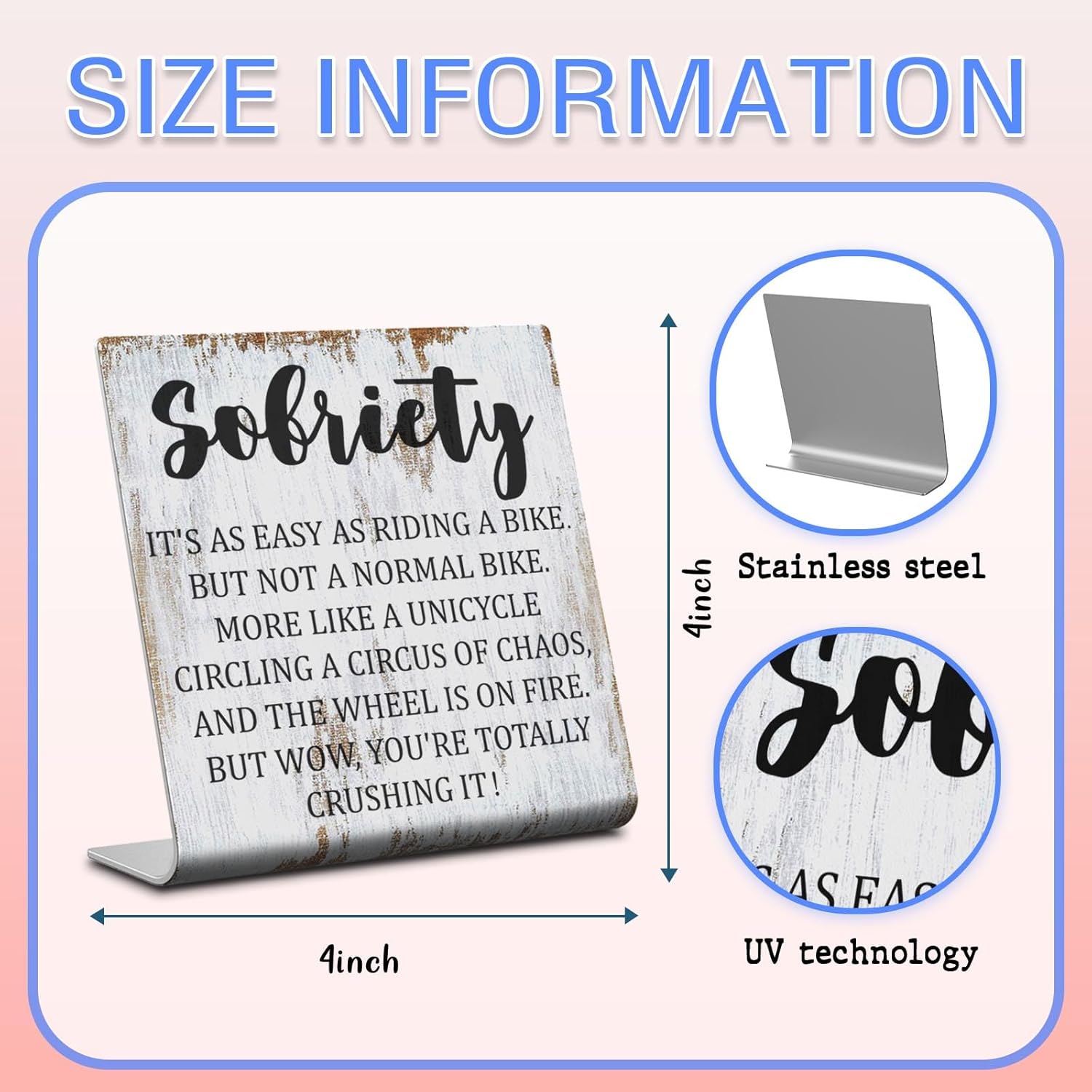 Sober Gifts Sobriety Gifts for Women Men Addiction Recovery Gifts, alcoholics Sober Milestone Gift for Him Her friend, Sober Anniversary Decorations for Him Her, Sobriety Desk Decor Sign XLK509 - Image 6