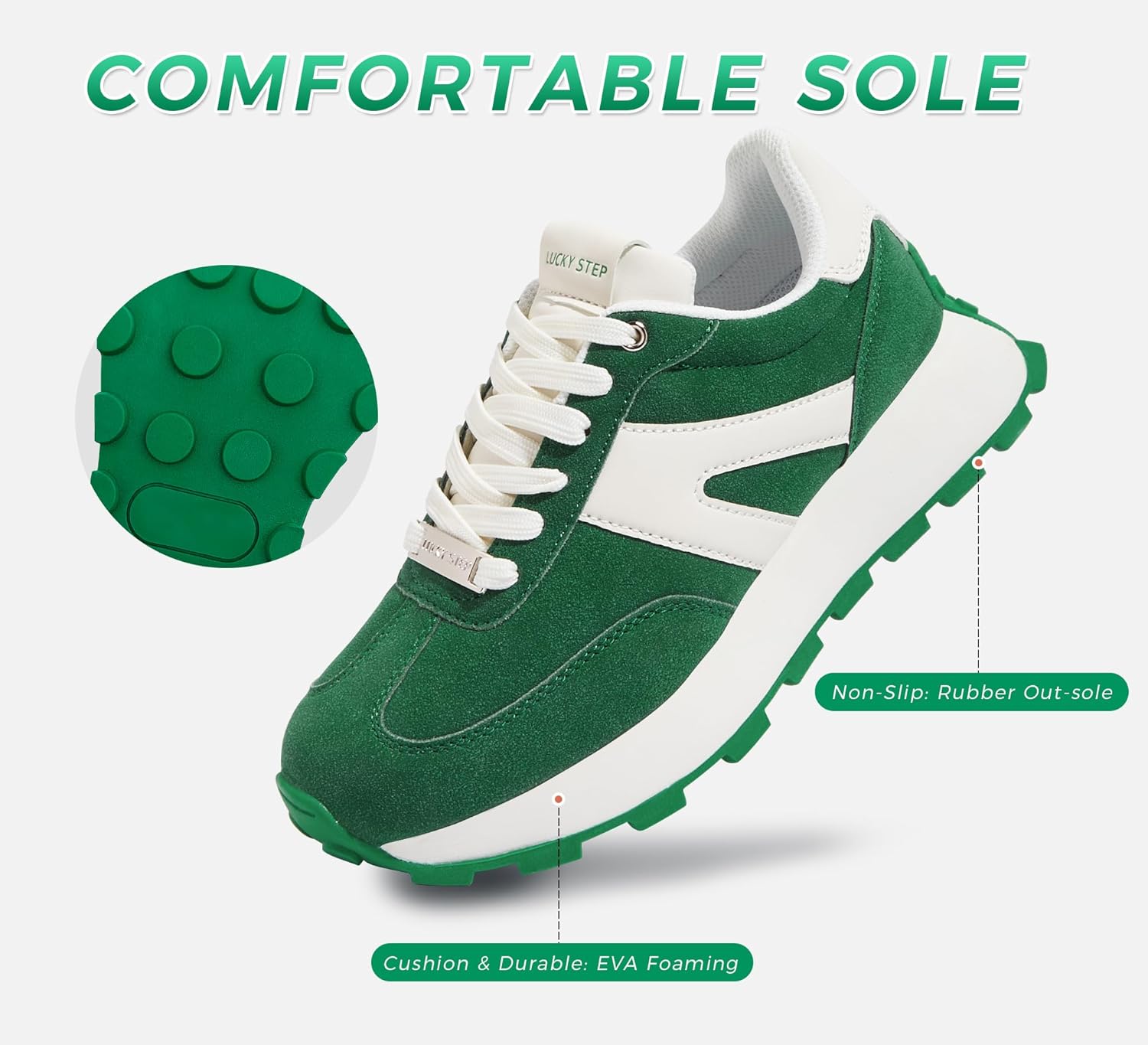 LUCKY STEP Women's Platform Fashion Sneakers Retro Classic Trainers Casual Lace-up Stylish Tennis Running Walking Shoes - Image 8