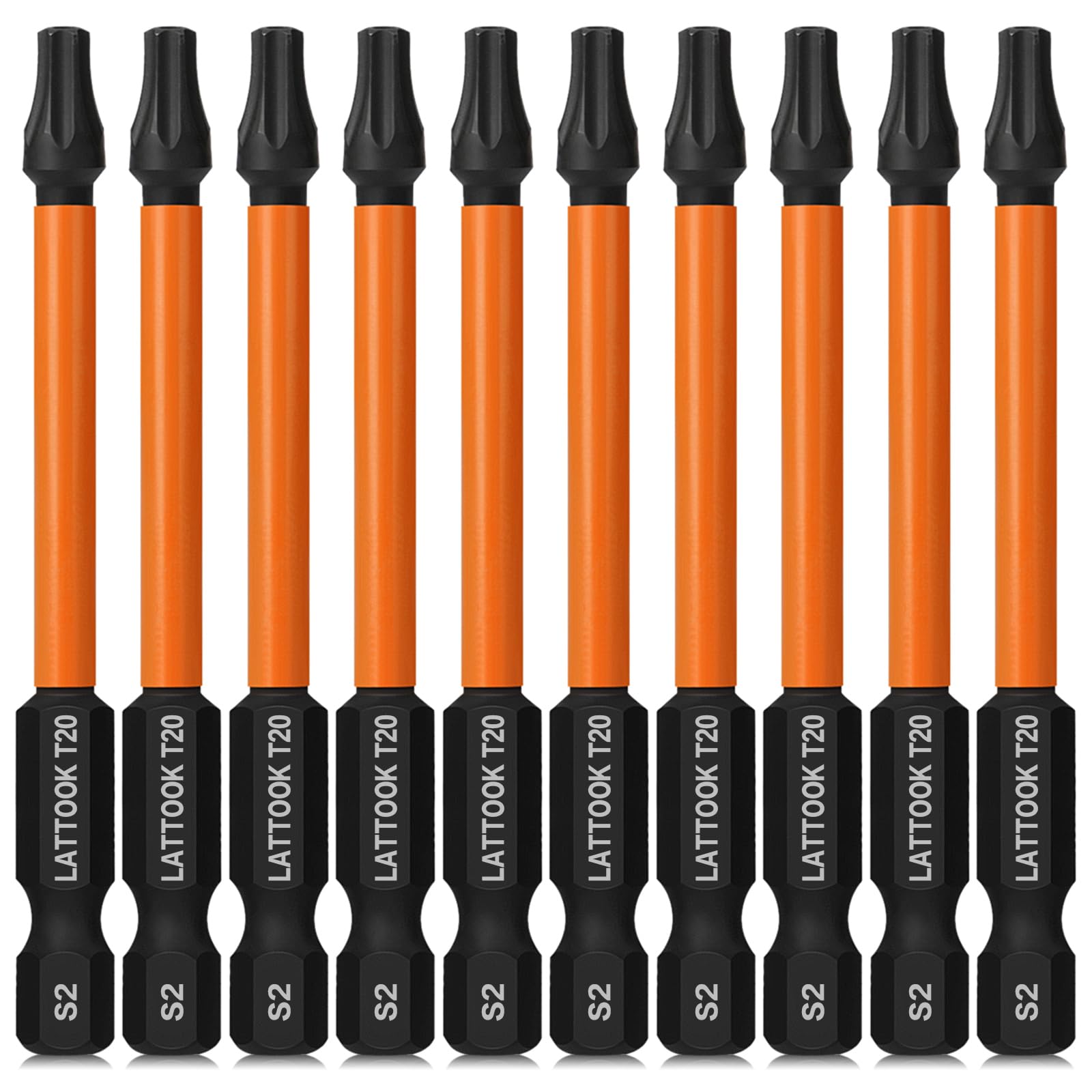 Juego de 10 brocas Torx T20 de 6 puntos, puntas Torx de seguridad, de alto impacto, magnético #20 Torx, acero S2 magnético, 3 pulgadas de largo