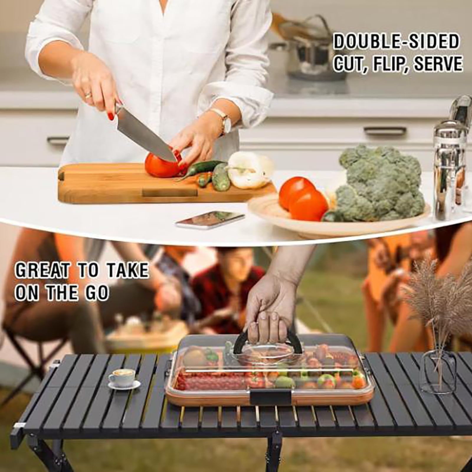 Tablas Para Embutidos (35,5 × 27,9 Cm), Bandeja De Madera Para Embutidos, 6 Compartimentos, Tabla De Cortar/almacenamiento, Para Embutidos Y Aperitivos En La Cocina.,A