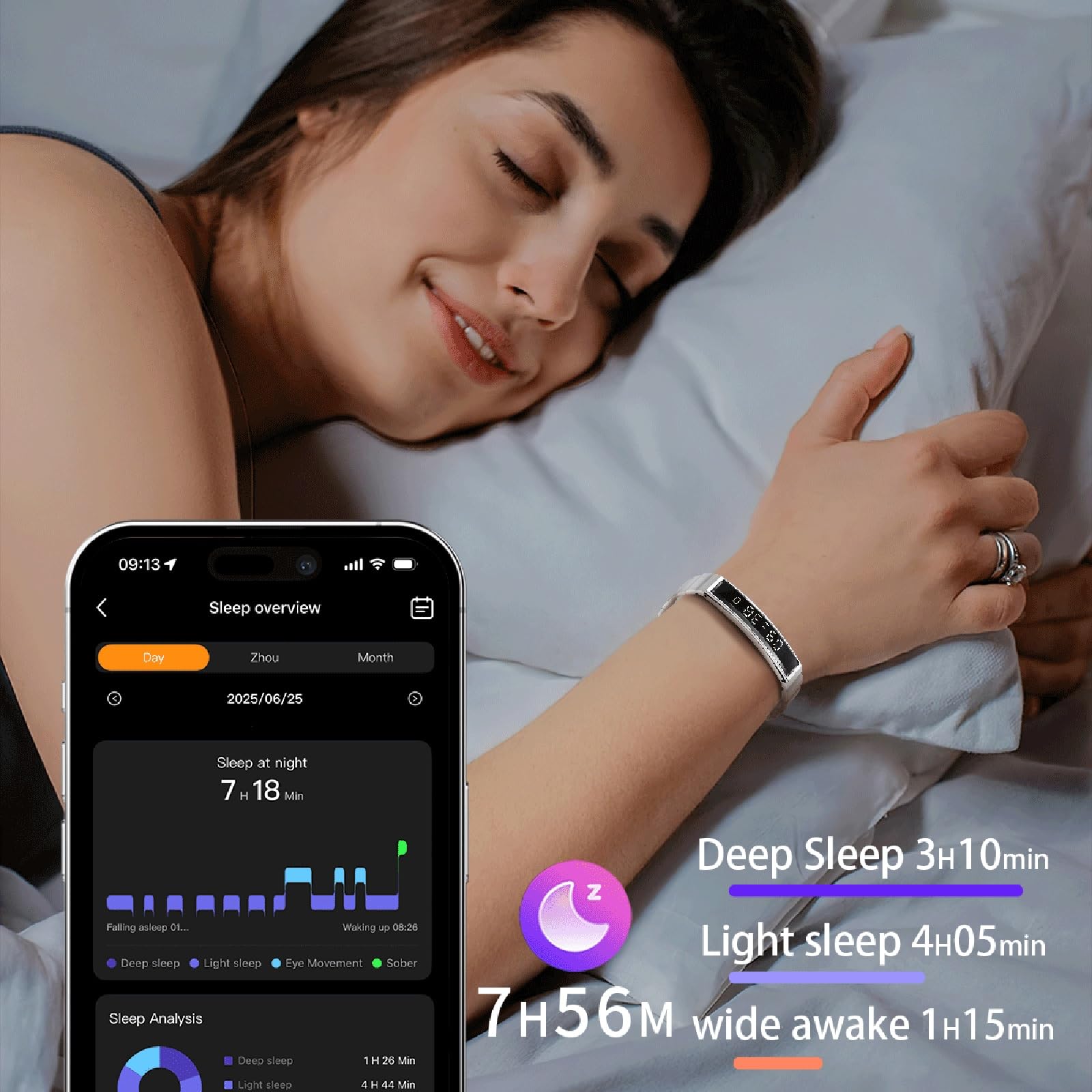 Smart Bracelet, Fitness Trackers, 5ATM Waterproof with 24/7 Heart Rate/SpO2/Sleep Tracker, Bluetooth 5.3, APP, Multi-Sport Modes for iOS & Android (Gold)