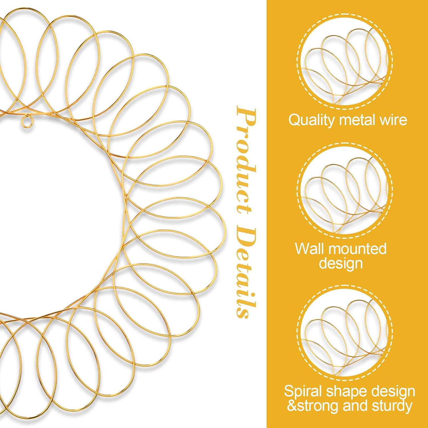 MorningRo 2 Set 6 Pcs Gold Christmas Card Wreath Holder for Front Door 13'' Spiral Metal Christmas Card Holder Display Set Xmas Greeting Photo Display with Red Bow Door Hanger for Home DIY Craft Decor
