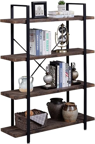SUPERJARE 4-Shelf Industrial Bookshelf