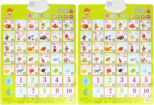 Tofficu 2 unids preescolar para chino hablar electrónico de pared educativa vocabulario digital aprendizaje educación cartel niños niños niños bebé