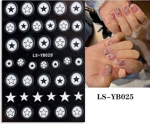 Miniatura 4 de 4 hojas de calcomanías de uñas de vitalidad primaveral blanco leche mariposa estrella corazón calcomanías autoadhesivas decoración de uñas diseño de
