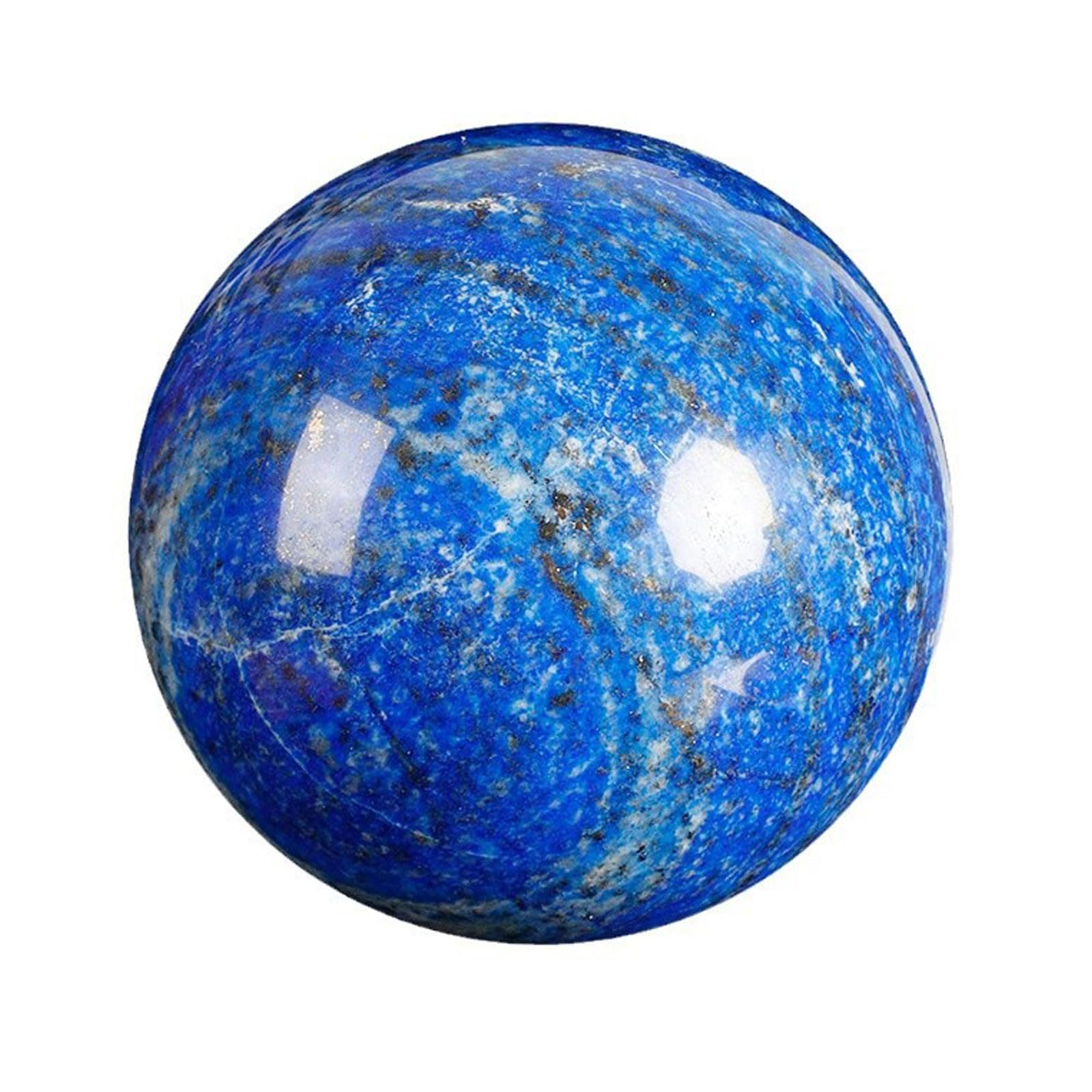 CNTUSRXT Lapis Lazuli Crystal Sphere Ball with Wooden Stand Feng Shui Quartz for Meditation/Divination/Chakra Balance/Yoga/Home/Office Decoration,10cm/3.9in Gemstone Stone