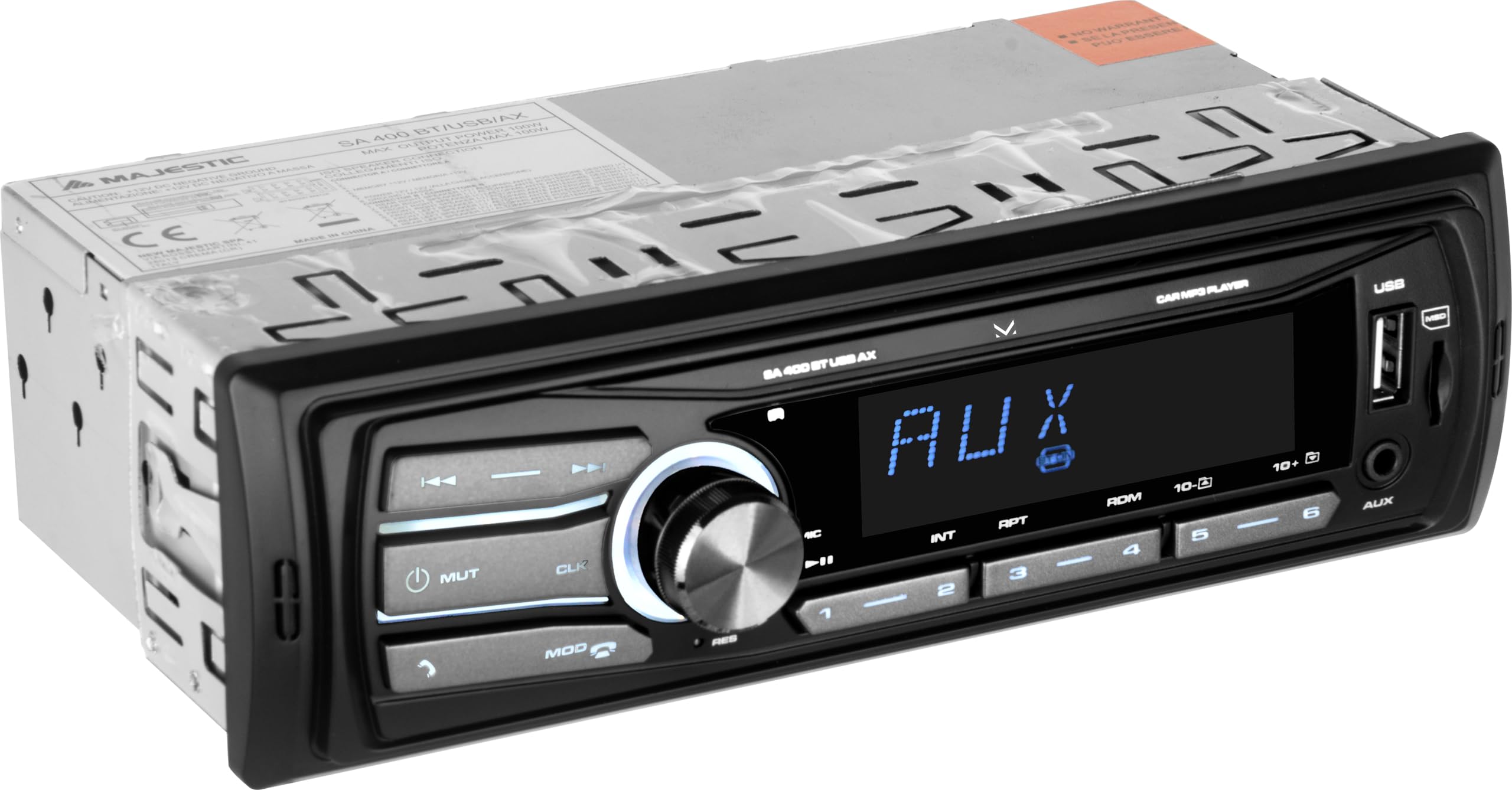 Majestic SA 400 BT USB AX - Sistema Audio Car con Bluetooth, Lettore MP3/WMA da USB/Micro SD, Telecomando, 100W (25W x 4ch), Nero