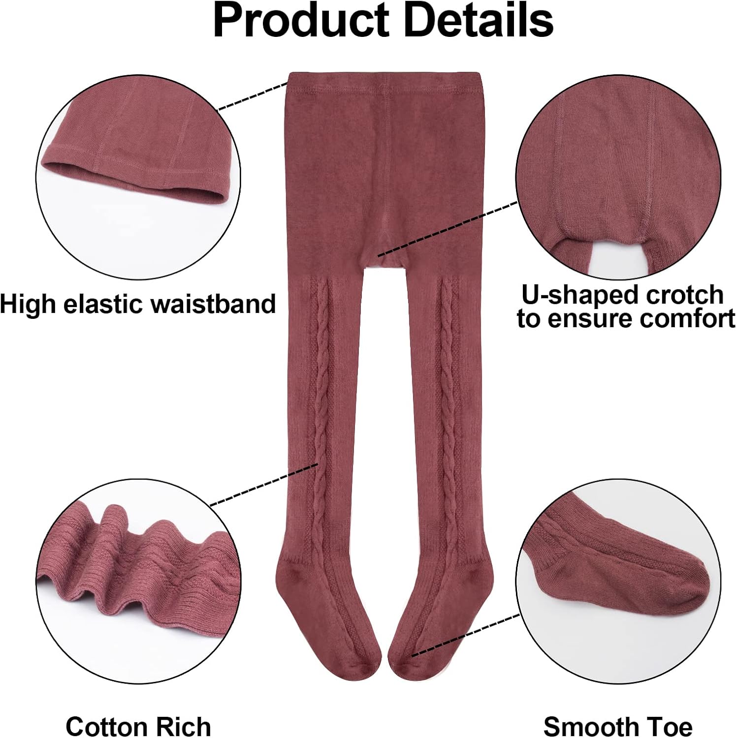 5 Pack Baby Girls Tights Cable Knit Leggings Stockings Pants Cotton Pantyhose Toddlers 1-8T - Image 2