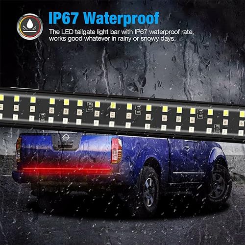 Miniatura 5 de Tira de luz LED de 48 pulgadas para puerta trasera de camioneta, interruptor de 3 colores, rojo, blanco, amarillo, señal de giro secuencial, marcha