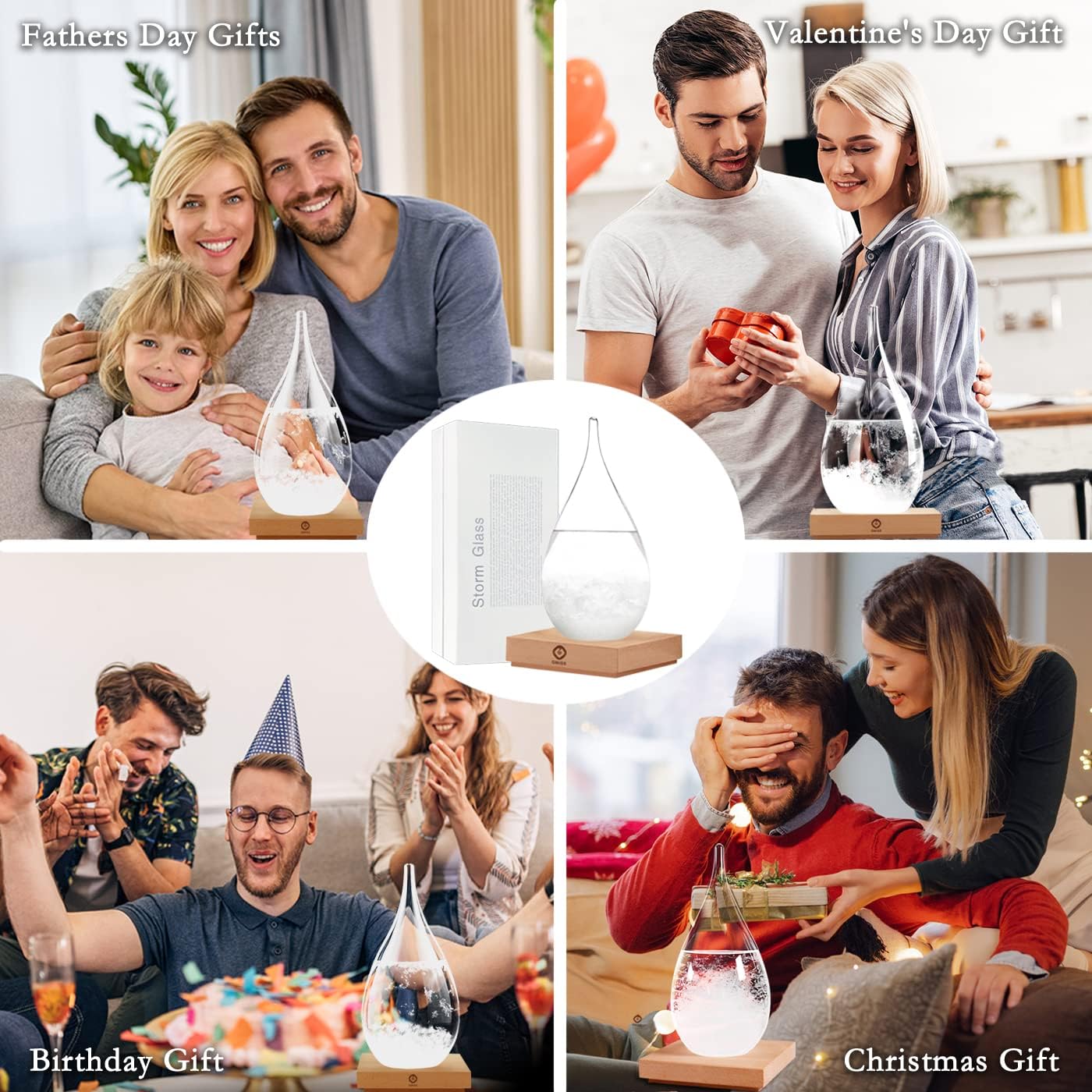 Christmas Gifts, Storm Glass Weather Predictor, Drop-Shaped Barometer Weather Station, Unique Decorative Glass Bottles Weather Forecaster for Home and Office