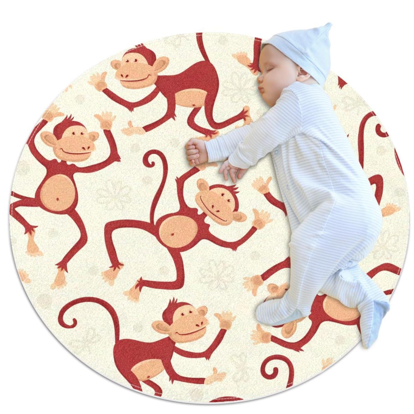 Tapis de salle de bain singe et camomille pour chambre d'enfant