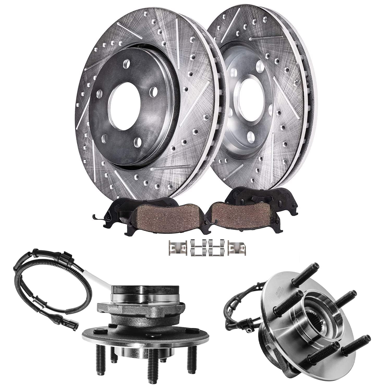 Detroit Axle - 4WD Front Wheel Bearing Hubs Brake Kit for 00-03 Ford F-150
