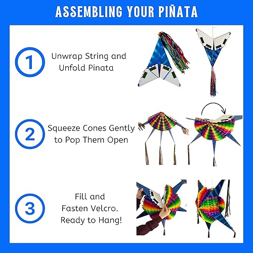 Miniatura 60 de Piñata de estrella mexicana con conos rojos y cuerda de 25 pies, piñata extragrande para adultos o niños, piñata para cumpleaños, decoraciones