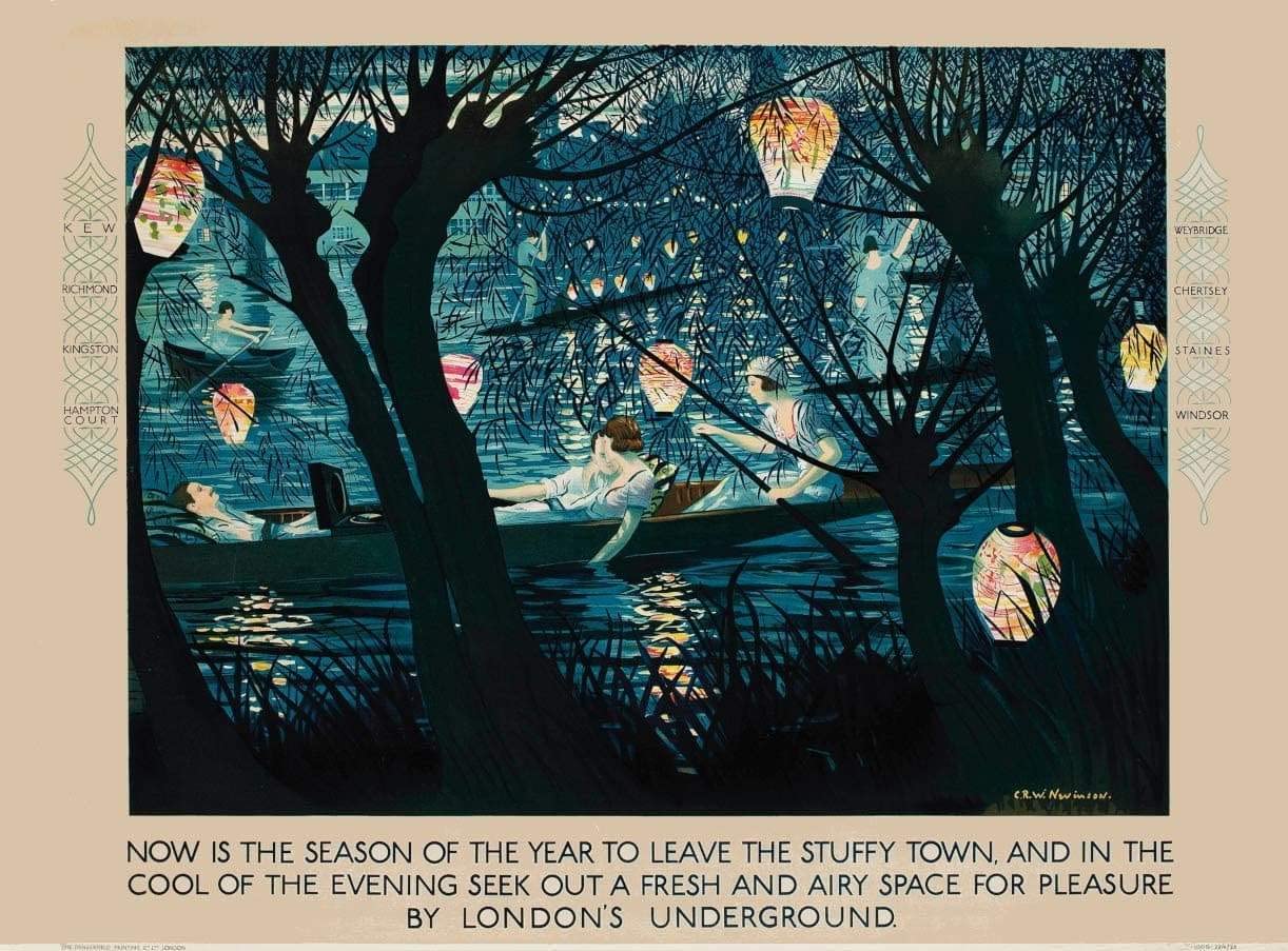 RPW Roystone Print Works Vintage London 'Now is The Season', 1925, Reproduction Vintage English Art Deco Travel Poster (A3)