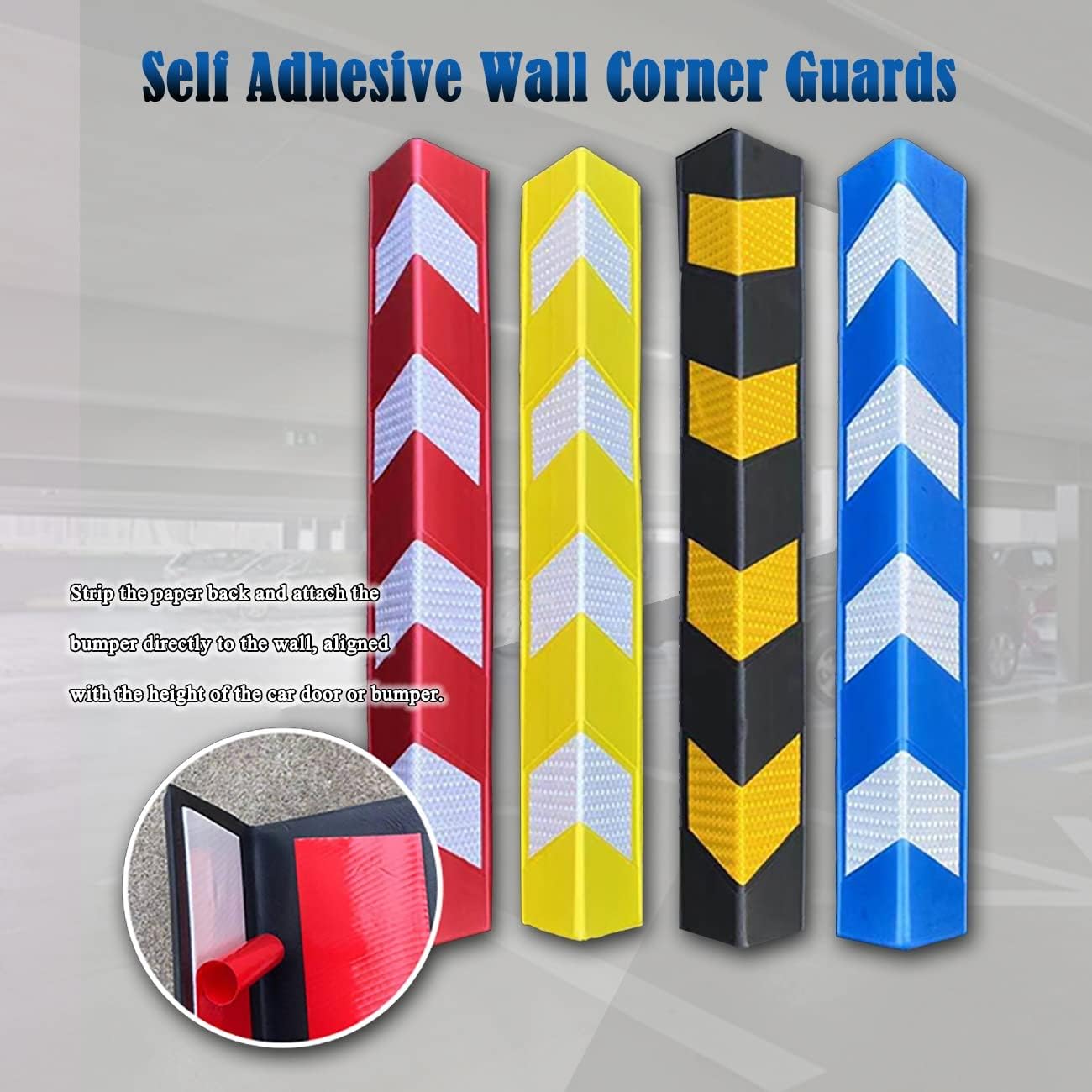 Self-Adhesive Garages Wall Protector, Foam Edge Bumpers Strip for Parking Columns, Reflective Wall Corner Guard for Warehouse/Parking Narrow 4 Colors Available (Color : Yellow)