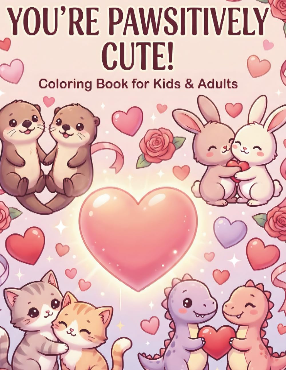 You’re Pawsitively Cute!: A Sweet Kawaii Animal Valentine’s Coloring Book for All Ages Featuring Romantic Puns, Whimsical Hearts, and Cozy Art for Relaxation