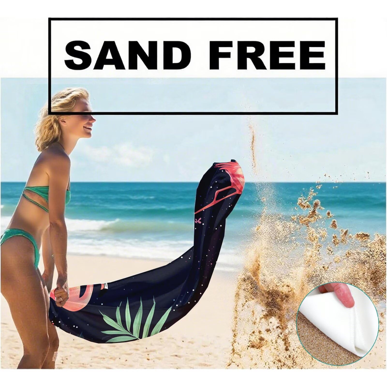 Serviette de Plage Microfibre Serviette Plage 100x150 cm 2 Pack Séchage Rapide, Anti-Sable, Absorbante Fonction drap de plage xxl pour Bain, Sport, Voyages, Sauna, Piscine, Yoga, avec Sac Animal Q-865