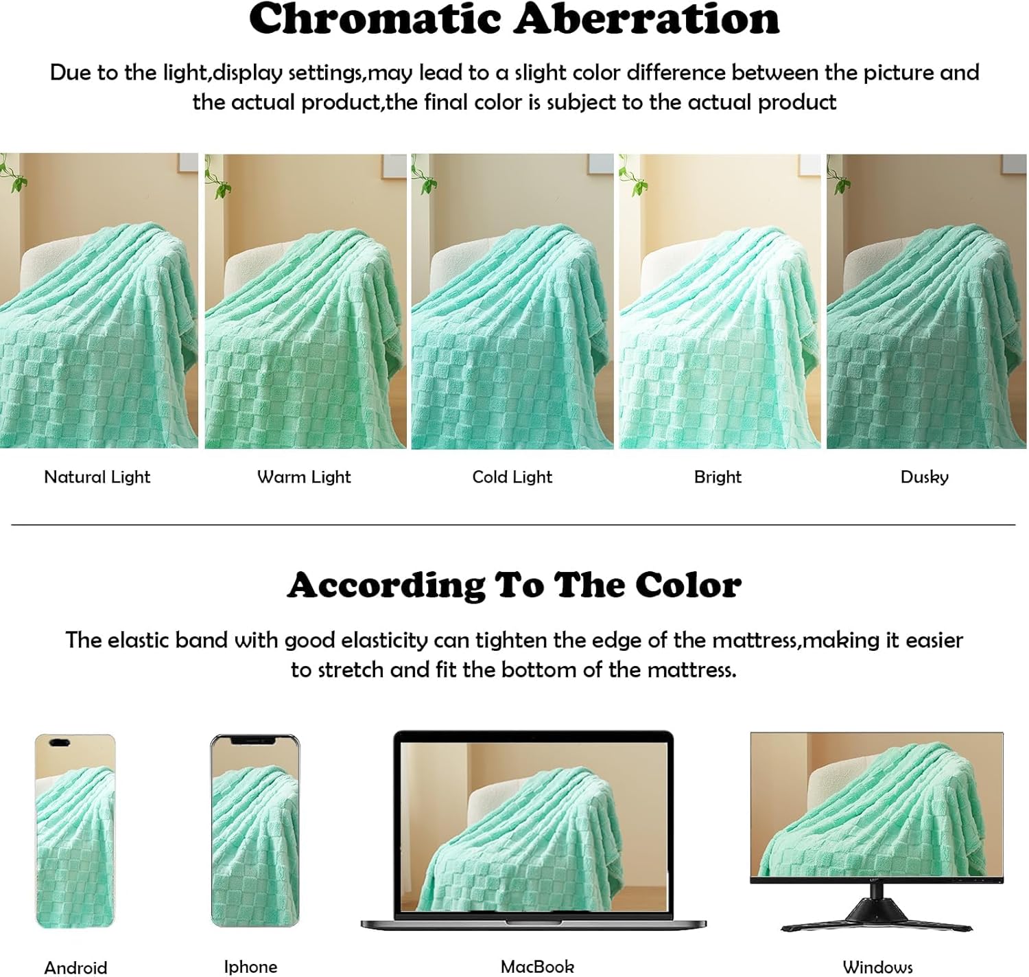 NEWCOSPLAY Super Soft Throw Blanket Aqua Premium Silky Flannel Fleece 3D Checkered Lightweight Bed Blanket All Season Use (Aqua Checkered, Throw(50"x70")) - Image 6