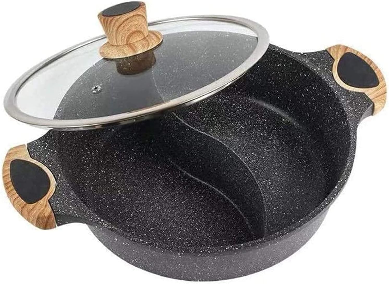 Olla Eléctrica Hot Pot de Aluminio Antiadherente con Tapa de Vidrio