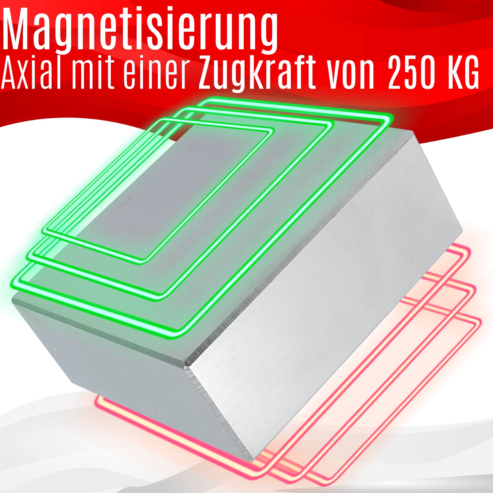 Imán de neodimio N52 250 Kg - Imanes de neodimio extra fuertes - Super imanes cuadrados grandes - 60x60x20 mm bloque de potencia