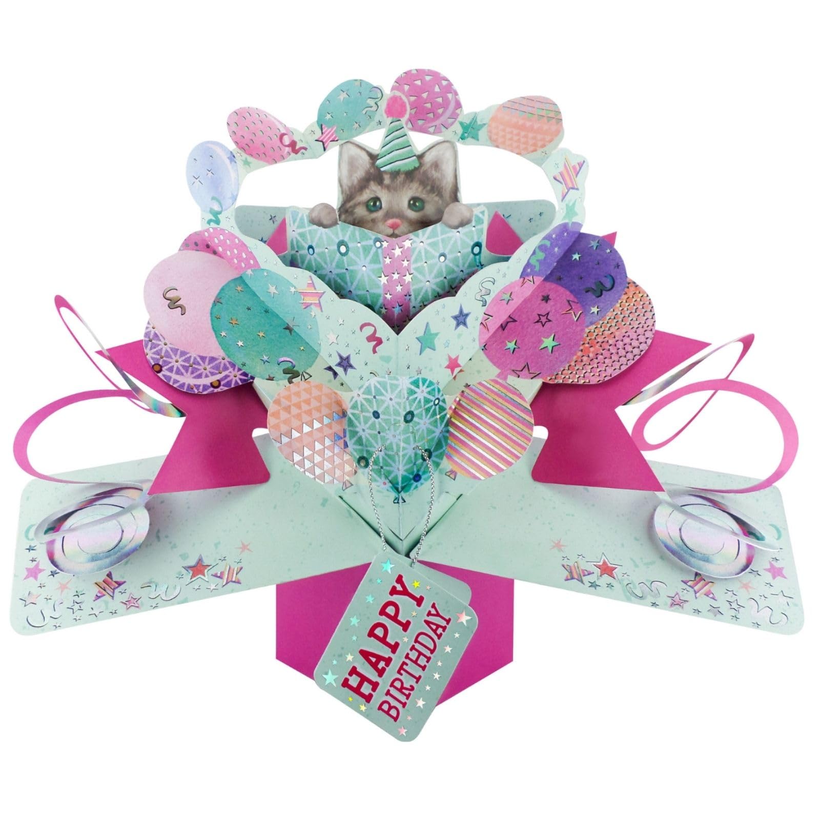Happy Birthday Pop Up Card Cat With Gift Pop Up Greeting Card 3D Pop-Up Cards POP219