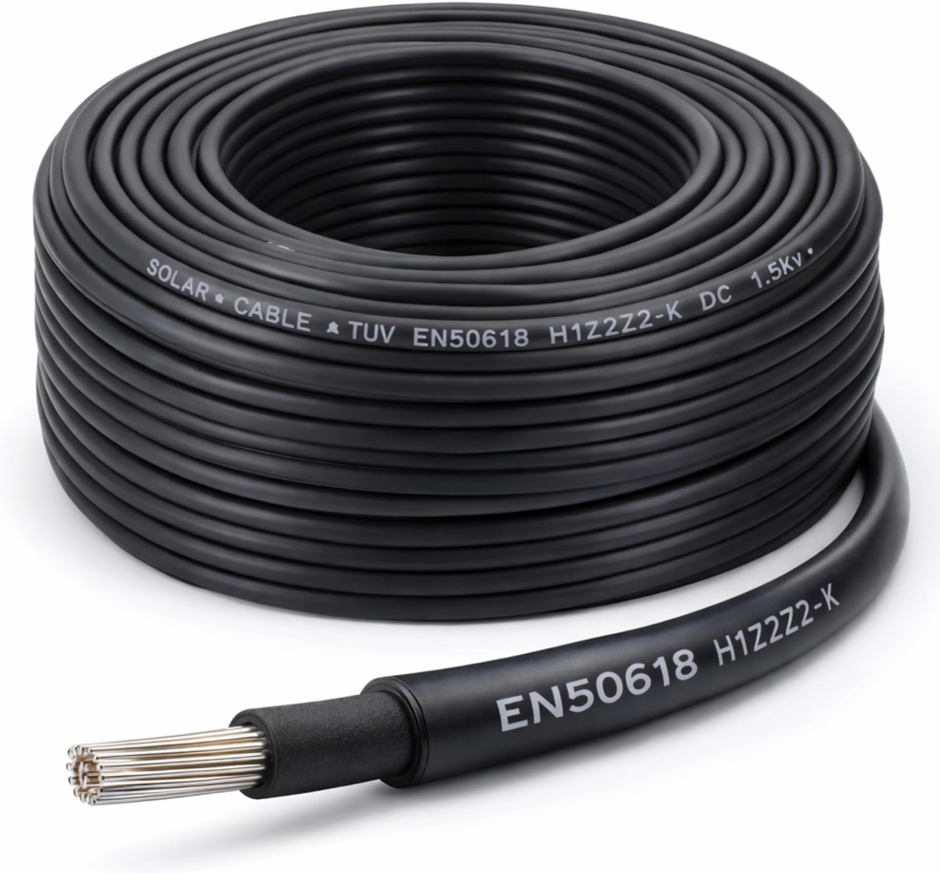 Solar PV Cable 4mm2 Black EN50618 H1Z2Z2-K 1800V DC Tinned Copper Double Insulated Photovoltaic Cable for Solar Panel Installation (15 Metres)