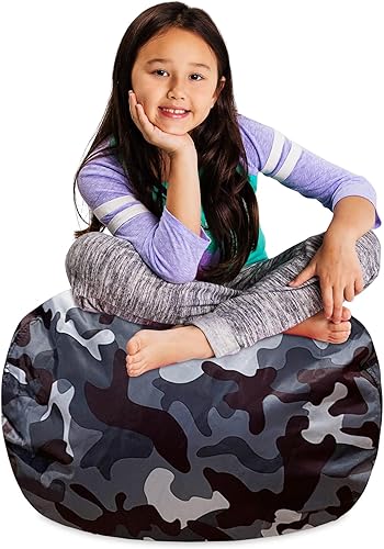 Miniatura 193 de Posh Stuffable - Sillón puff con almacenamiento para niños, contenedor de animales de peluche, organizador de juguetes de niños Lienzo Burbujas Azul