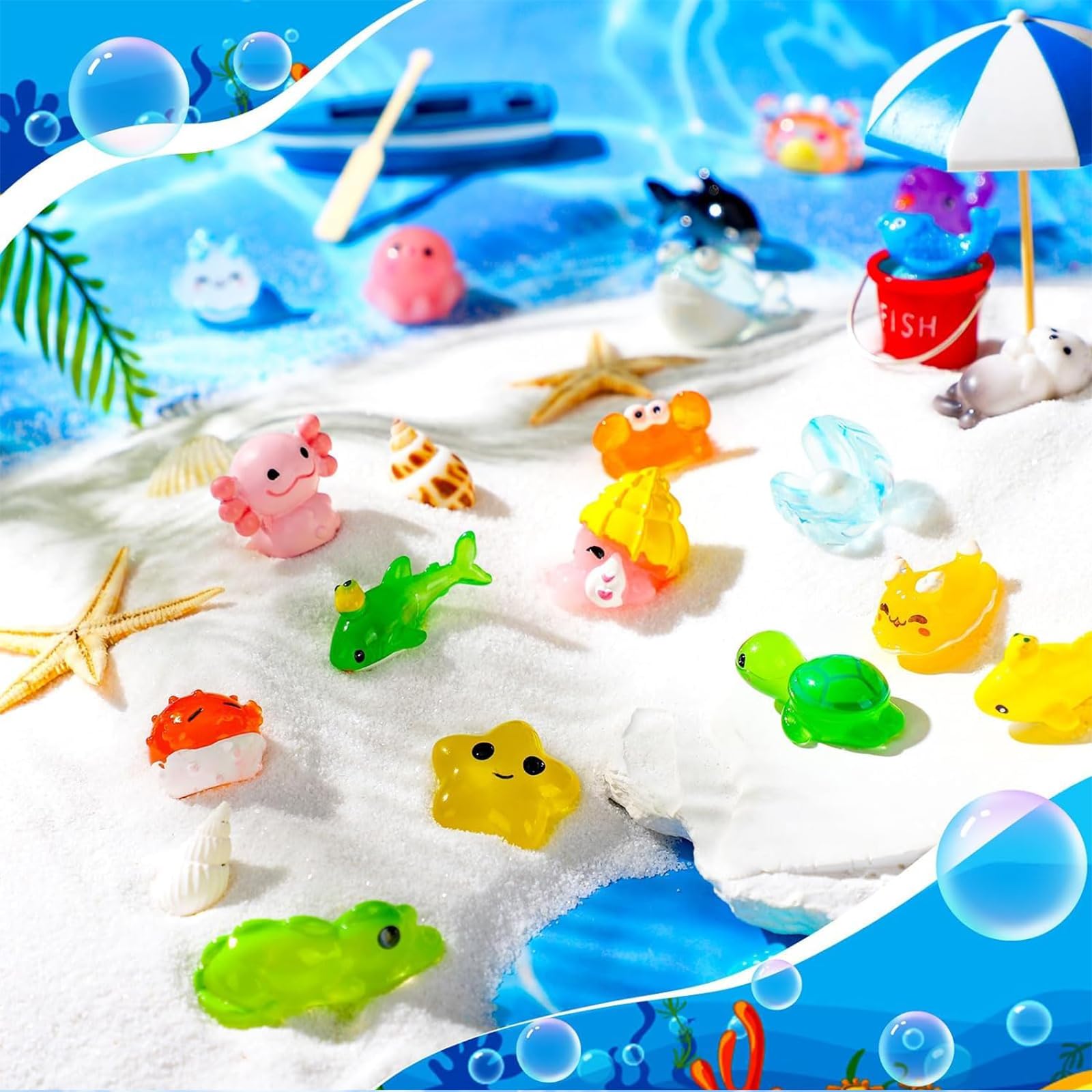 Ruzister 36 Figuras Miniatura De Animales Marinos De Resina – Set De Tortugas, Delfines, Tiburones Y Más, Ideal Para Decorar Acuarios Y DIY