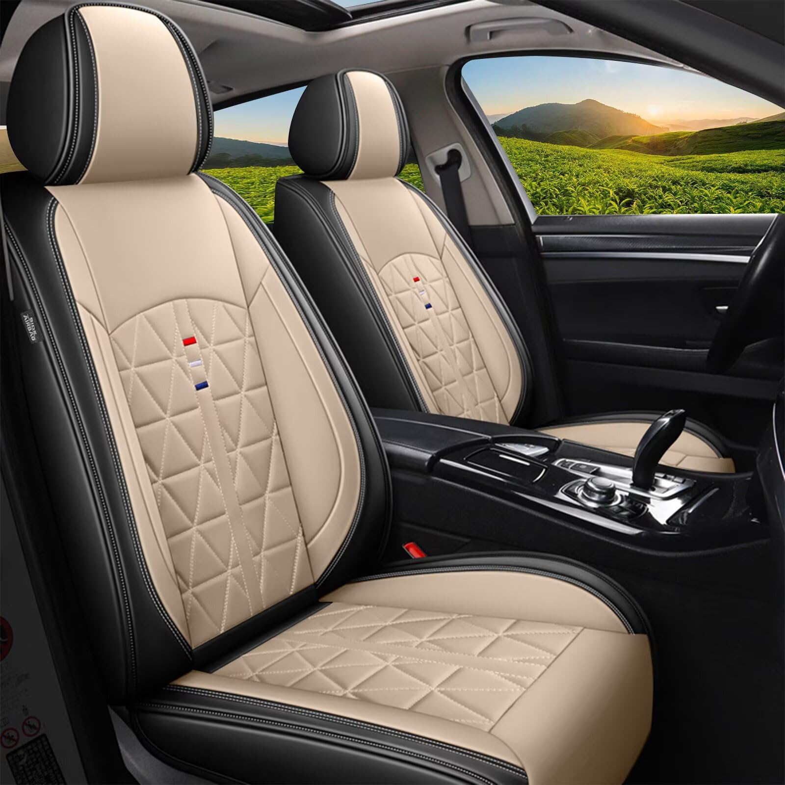 DISUTOGO Highlander Seat Covers (Black & Beige, 5 Seats)