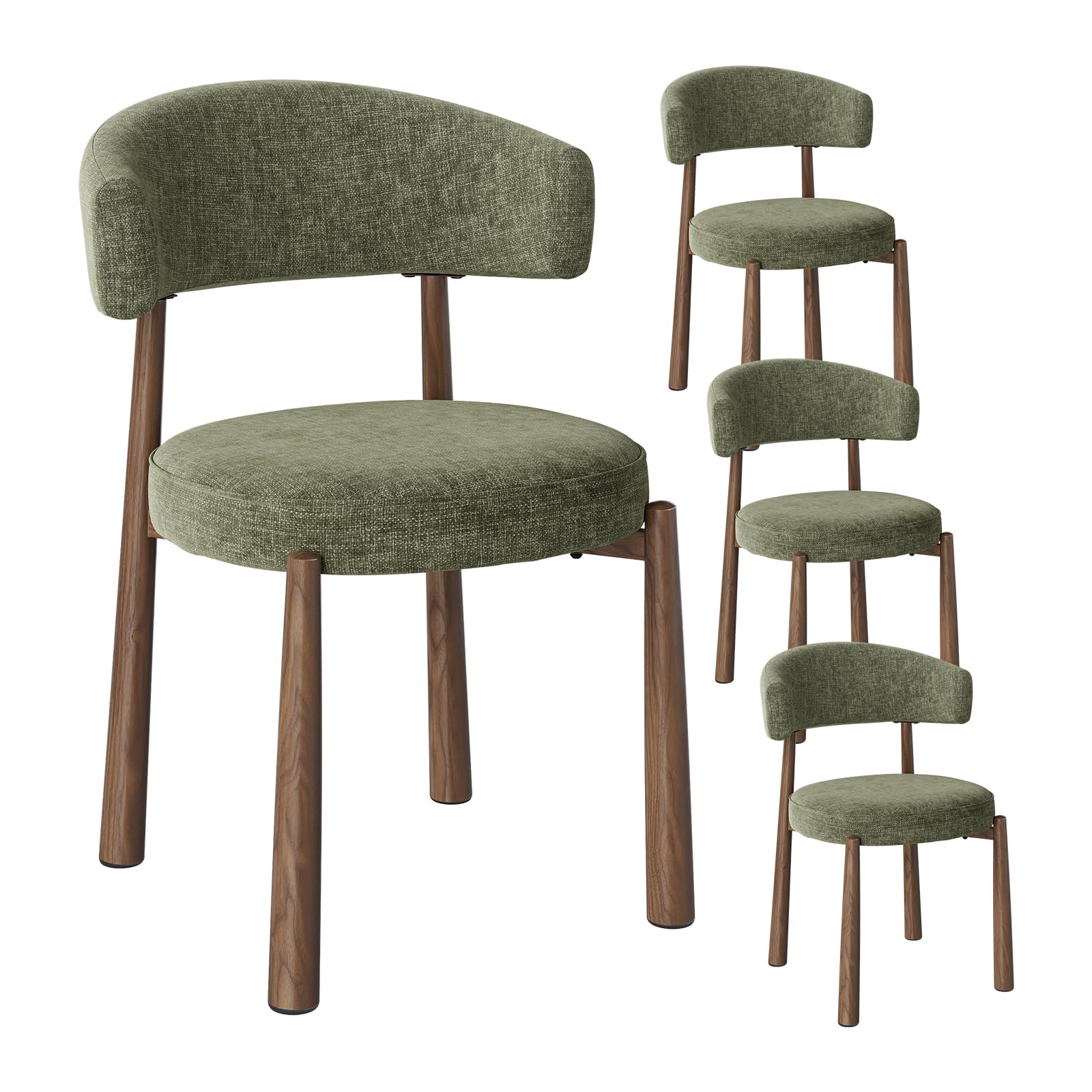WOLTU Esszimmerstühle 4er Set Mid-Century Chenille Dunkelgrün