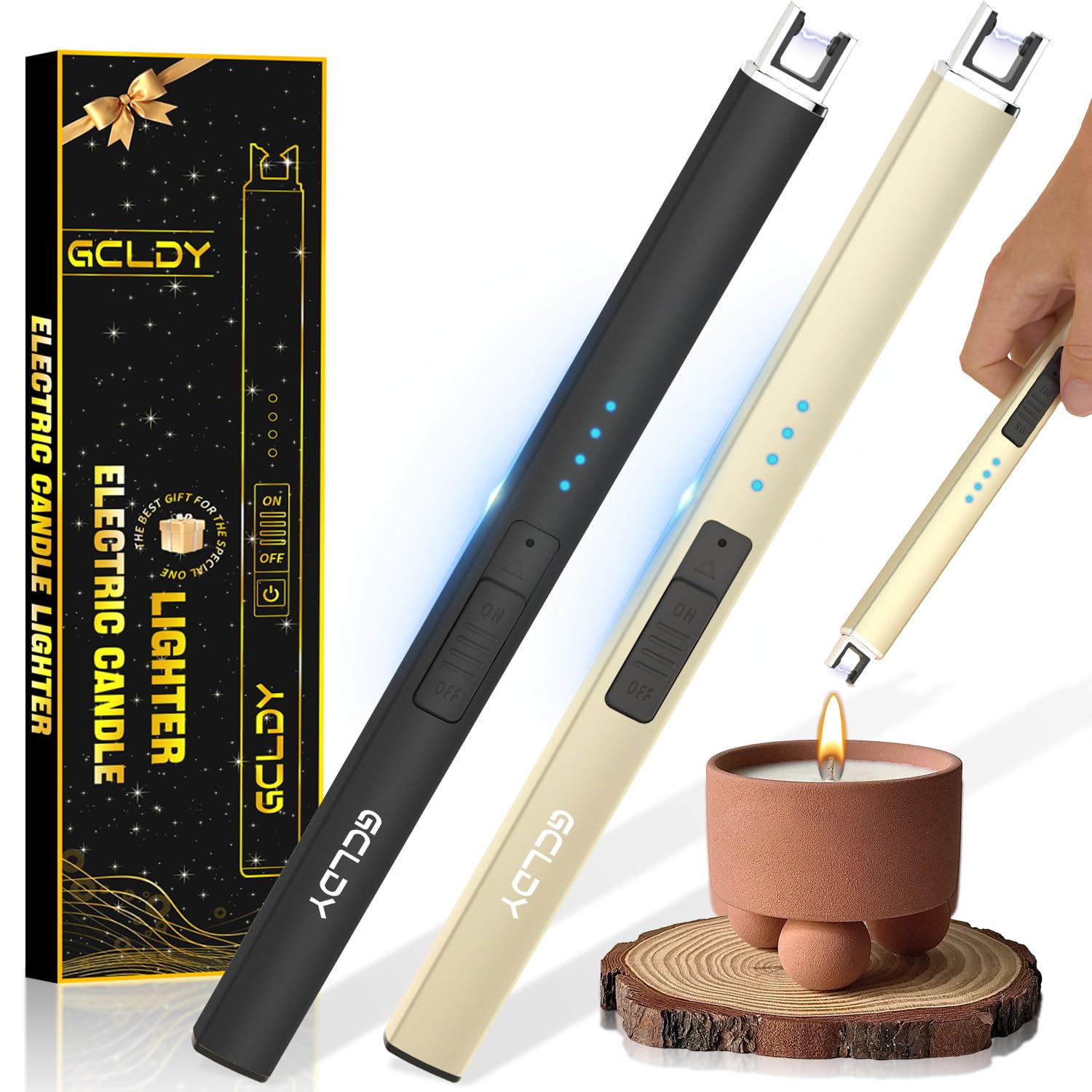 2 Pack Electric Candle Lighter Gifts for Her Him USB Arc Rechargeable Windproof Long Lighter for Candle Best