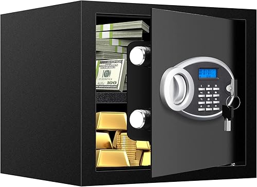 1.6 Cuft - Cajas fuertes a prueba de fuego para uso doméstico, caja de seguridad personal digital antirrobo con teclado electrónico y llaves de