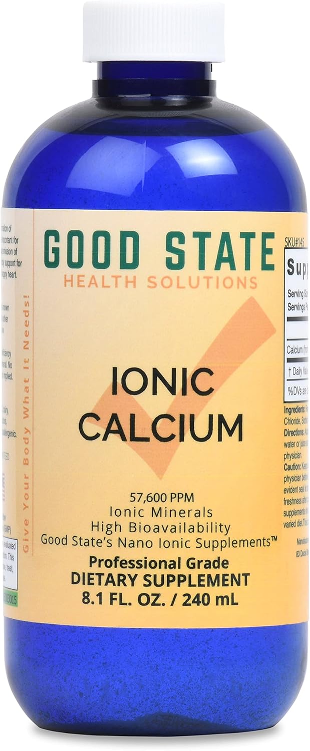 Good State Liquid Ionic Calcium (96 servings at 144 mg elemental, plus 2 mg fulvic acid – 8 fl oz)