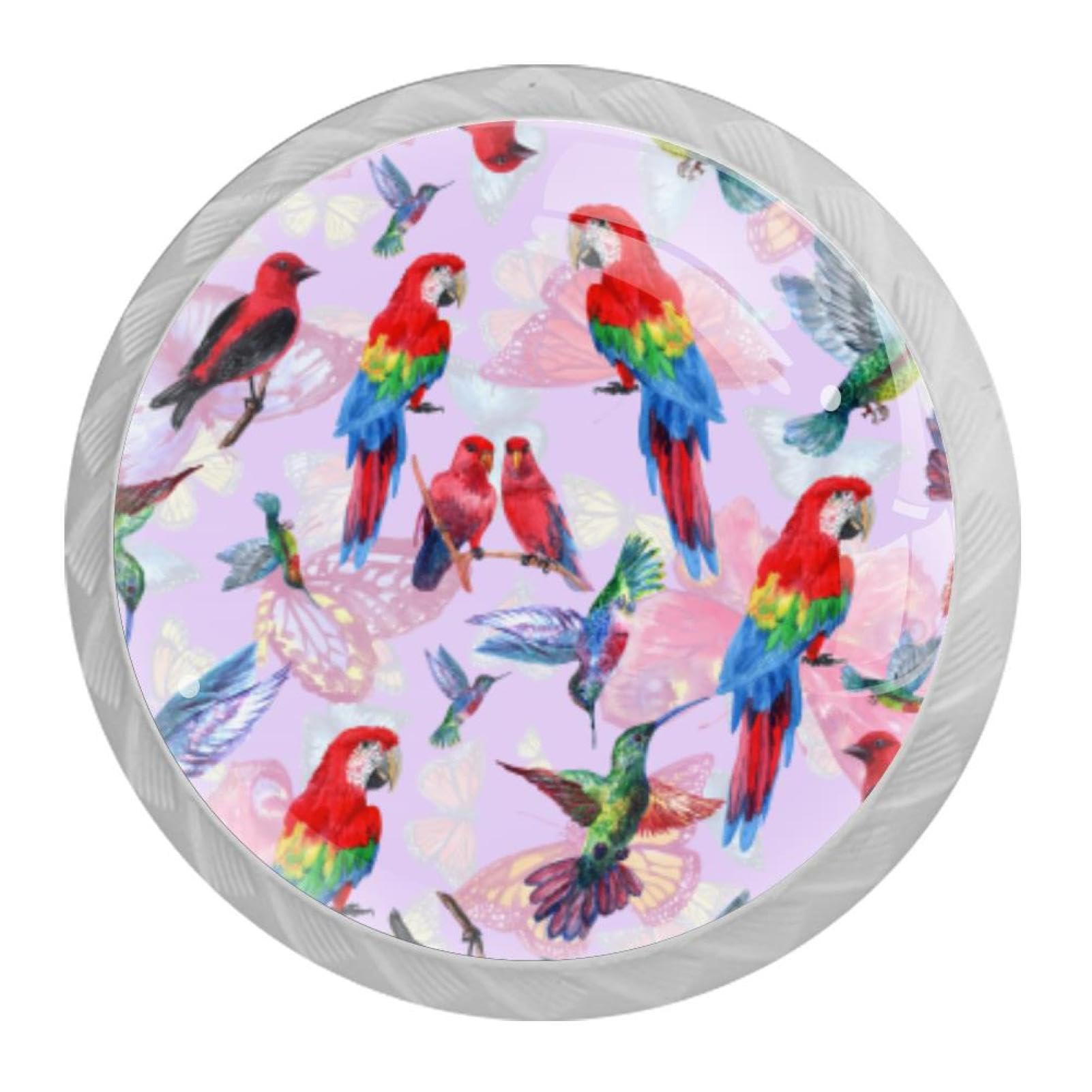 Tqmspg Multi20 4 Pieces Drawer Pulls Hummingbird And Parrots Pattern Door Knobs Dresser Handles For Kitchen Wardrobe Cupboard Hardware Furniture