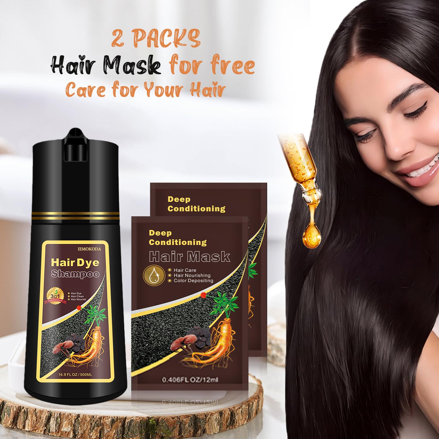 Brown Hair Dye Shampoo 3 in 1, Semi-Permanent Brown Hair Dye, Works in Minutes, Instant Hair Color Shampoo for Women Men, Champu Para Pintar el Cabello, Champu Para Canas, Easy to Use 16.90 Fl Oz - Image 8