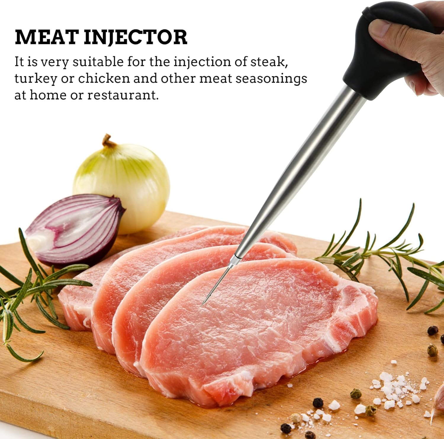 3sets BBQ of Steel Needles for Sauce Roast Dispenser Thanksgiving Needle Meat Injection Kitchen Injector Cooking Silicone Seasoning Fork Brush Basting Baking Barbecue Pump Sticks Brushes