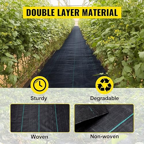 Miniatura 5 de EVANEM Barrera de malas hierbas de jardín, tela de bloque de malezas, mantillo tejido resistente, para paisajismo, cubierta de suelo, control de