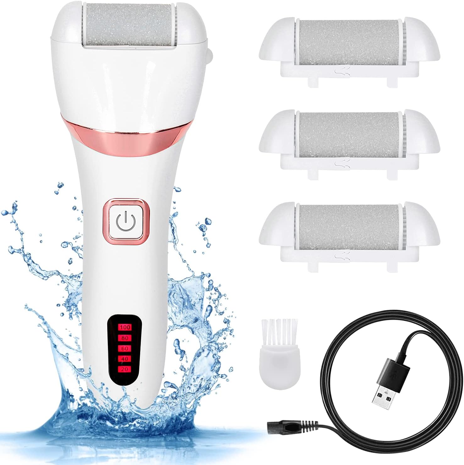 DOTSOG Electronic Foot File Callus Remover, Pedicure Tools Scrubber Kit Electric Shaver With 3 Coarse Pumice Stone Refillsto Remove Dry/Dead/Hard/Cracked Skin & Calluses, Rechargeable