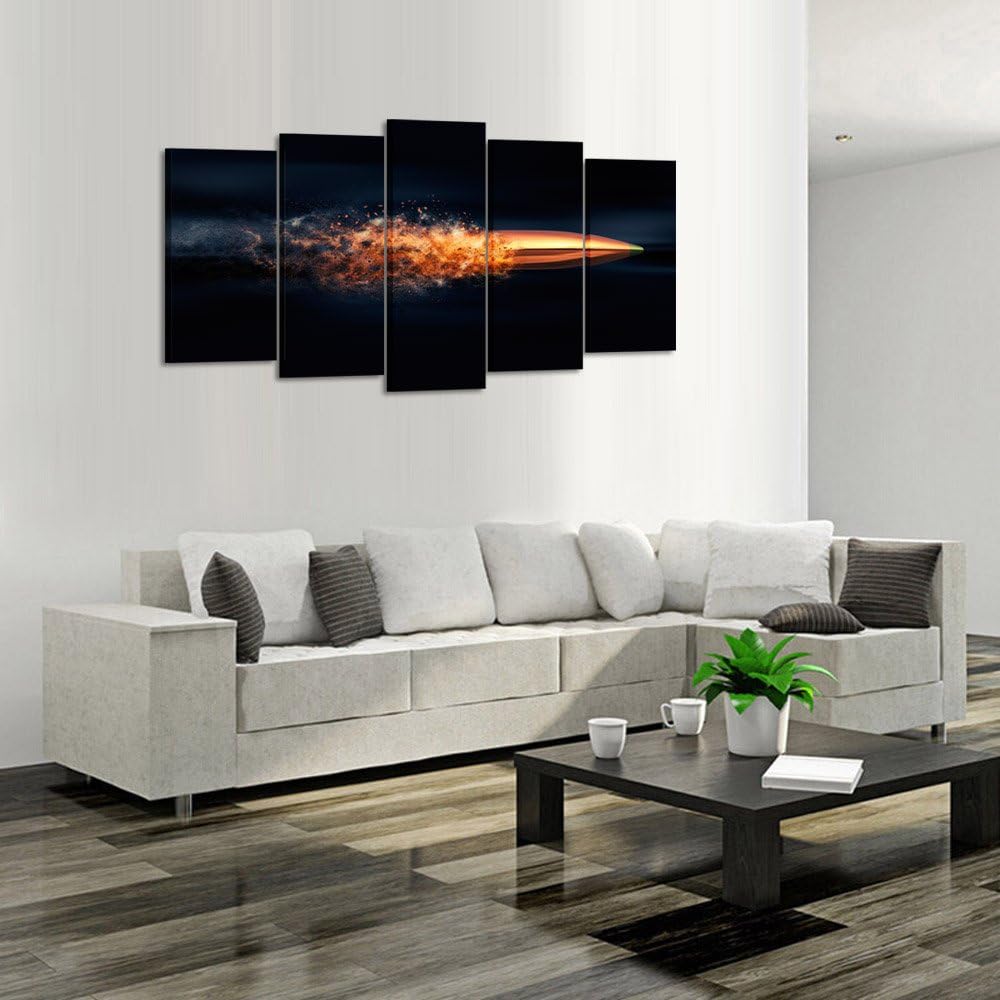 KREATIVE ARTS Flying Bullet with Dust Trail Canvas Print Pictures Framed Modern Contemporary Paintings on Canvas Posters and Prints Wall Art for Living Room Decor