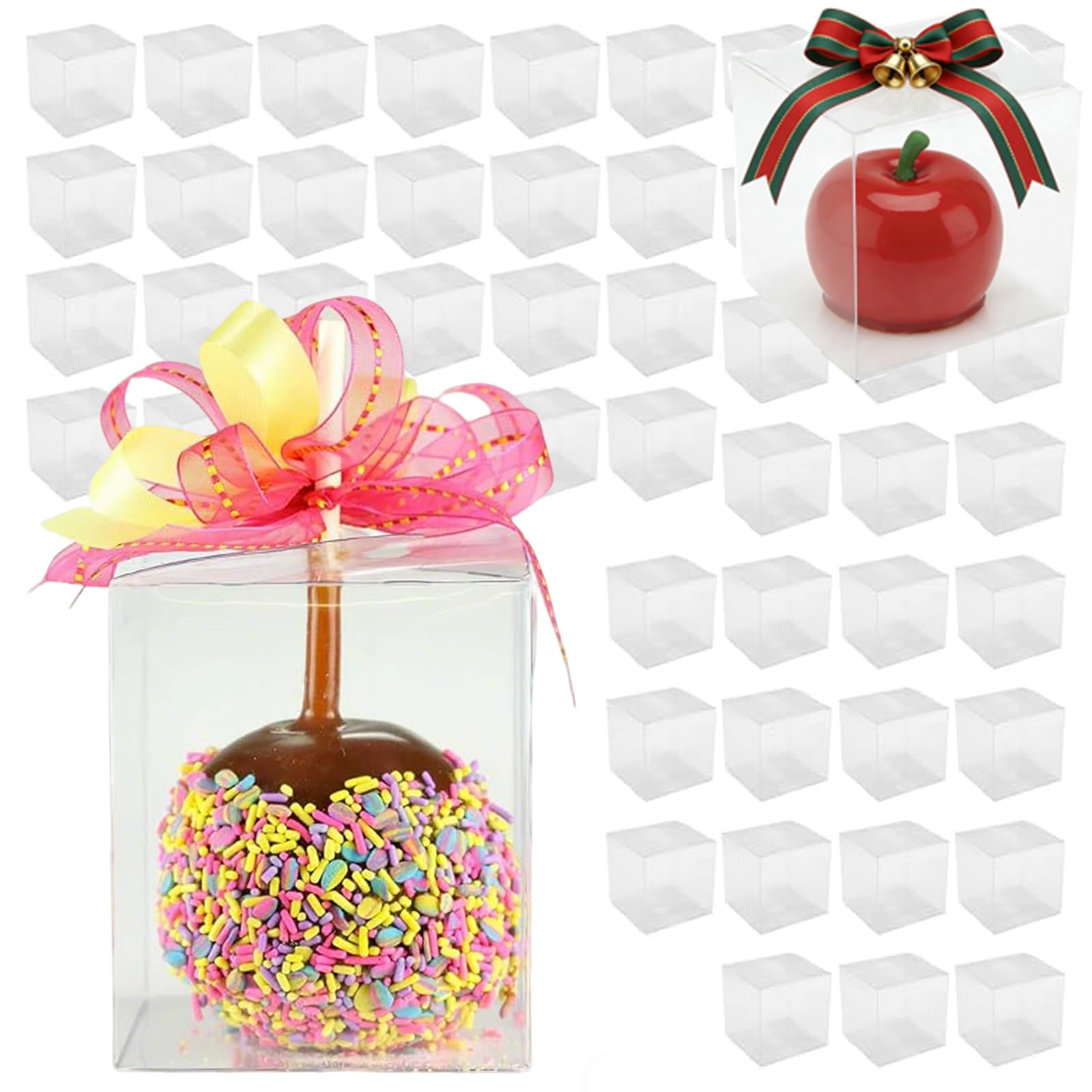 Amazon.com: FUNSUEI 50 Pack Clear 4x4x4 Apple Boxes with Hole Top