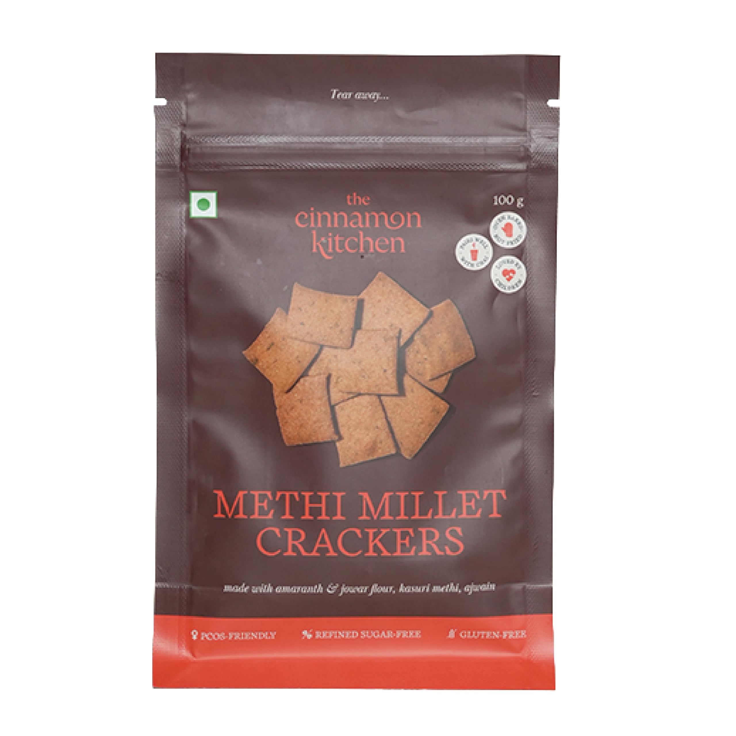 The Cinnamon Kitchen Mathri Millet Crackers (100 GM) | As Seen On Shark Tank | 100% Natural & Healthy | Refined Sugar Free | Plant Based | Gluten Free | Vegan | Organic | PCOS Friendly-image-46